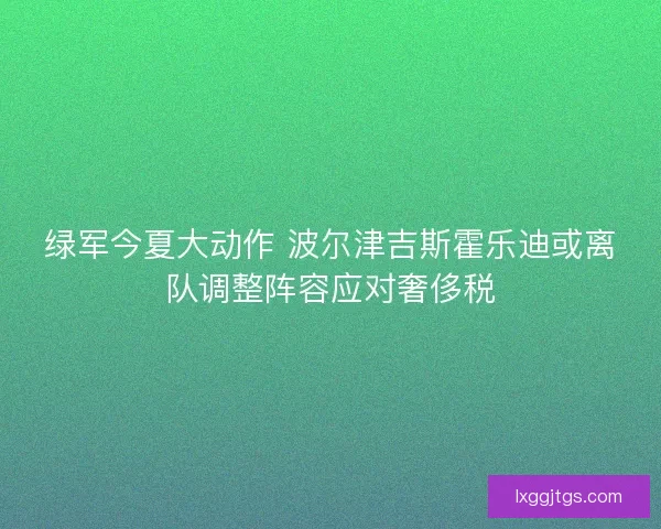 绿军今夏大动作 波尔津吉斯霍乐迪或离队调整阵容应对奢侈税